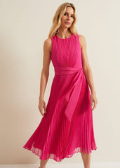 Simara Pleated Midi Dress - Pink