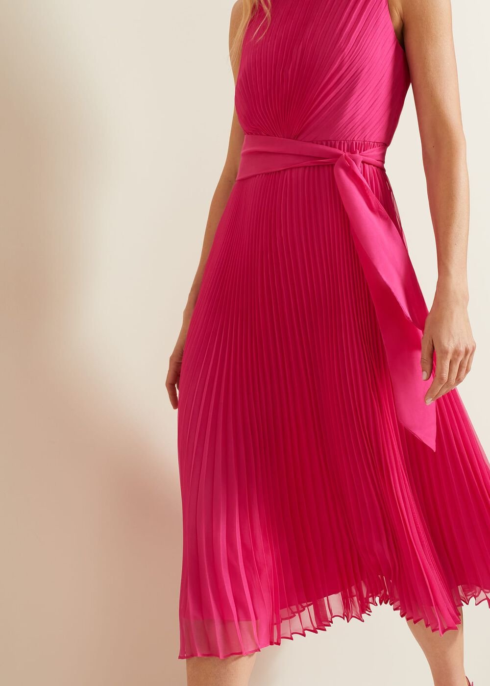 Simara Pleated Midi Dress - Pink