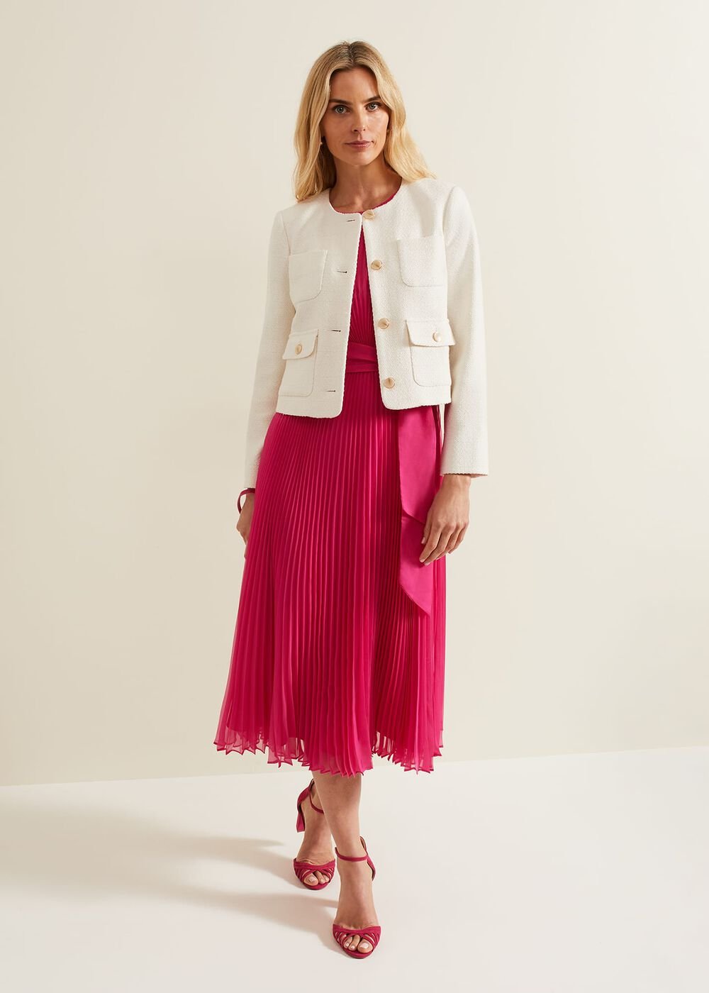 Simara Pleated Midi Dress - Pink