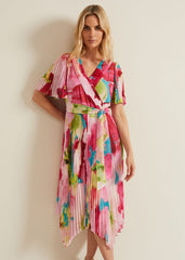 Kendall Floral Pleat Midi Dress - Multi-Coloured