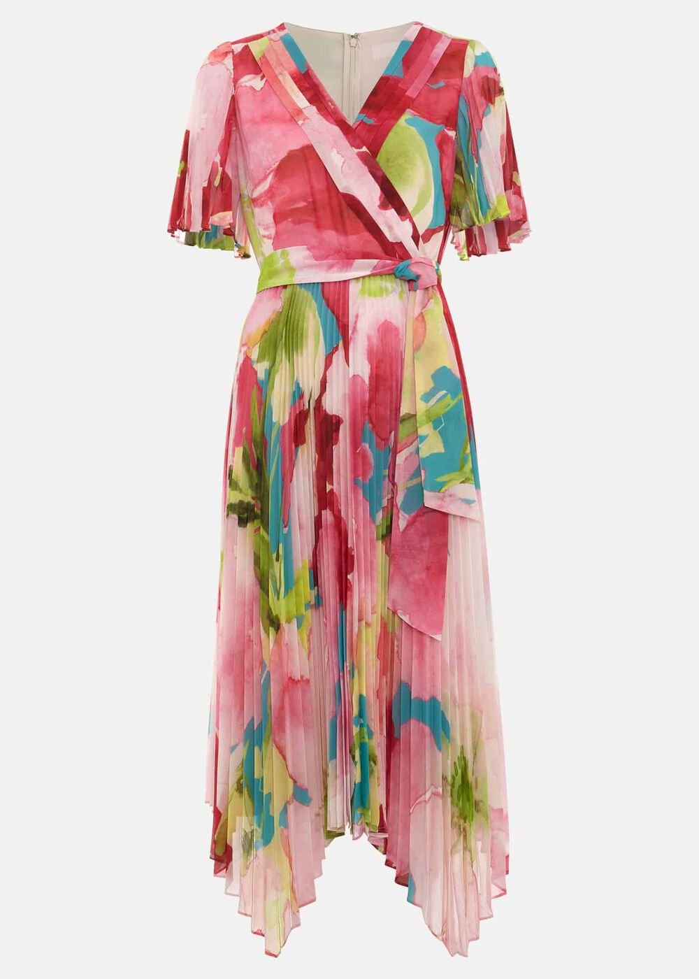 Kendall Floral Pleat Midi Dress - Multi-Coloured
