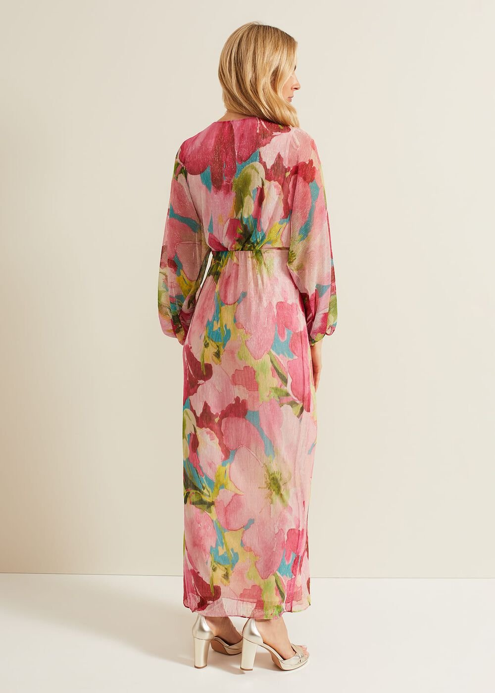 Cosmina Pleat Shimmer Maxi Dress - Multi-Coloured