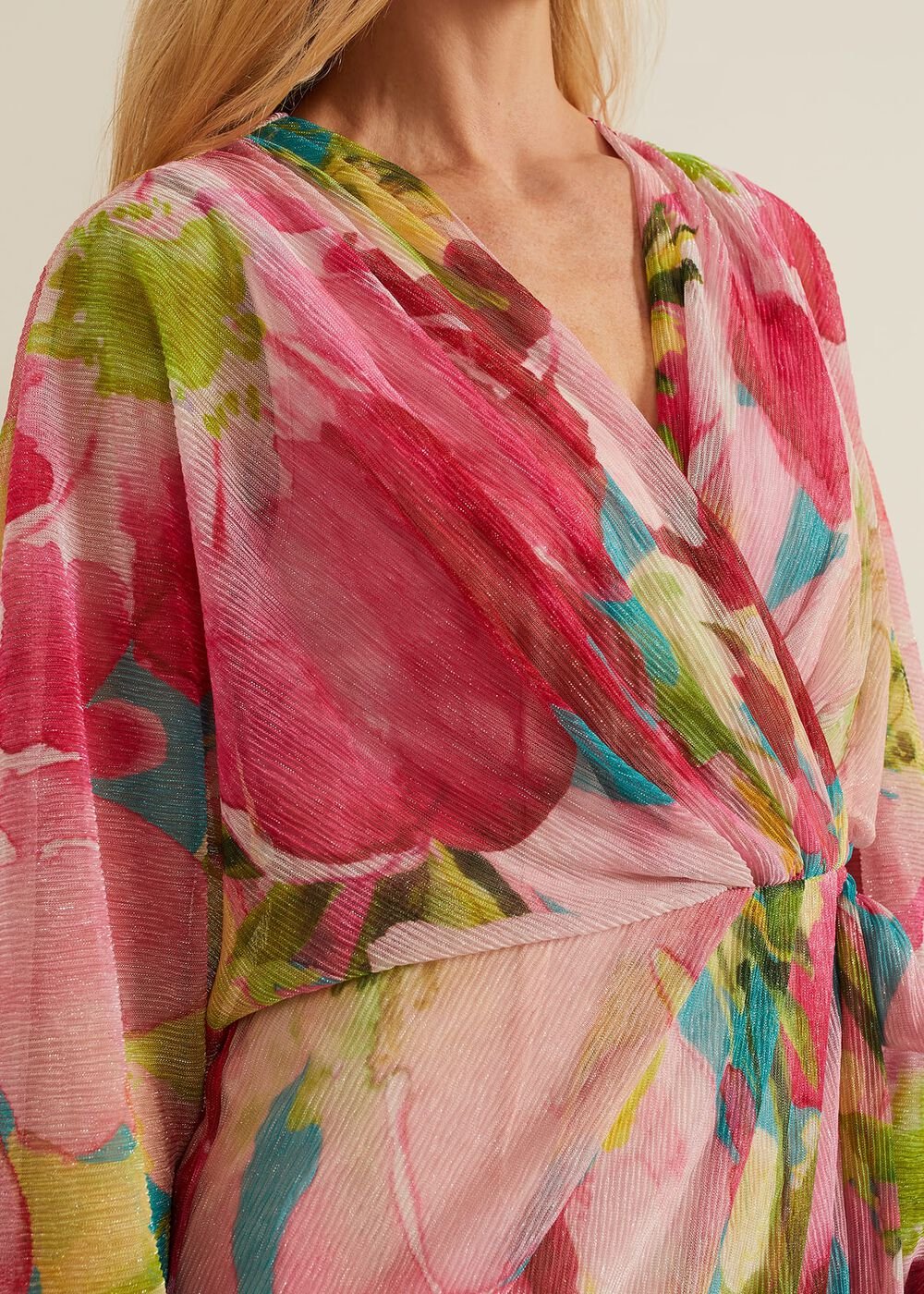Cosmina Pleat Shimmer Maxi Dress - Multi-Coloured