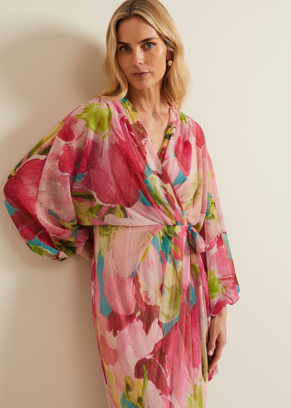 Cosmina Pleat Shimmer Maxi Dress - Multi-Coloured
