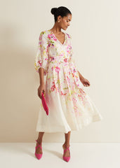 Clancy Floral Print Fit And Flare Dress - Multi-Coloured