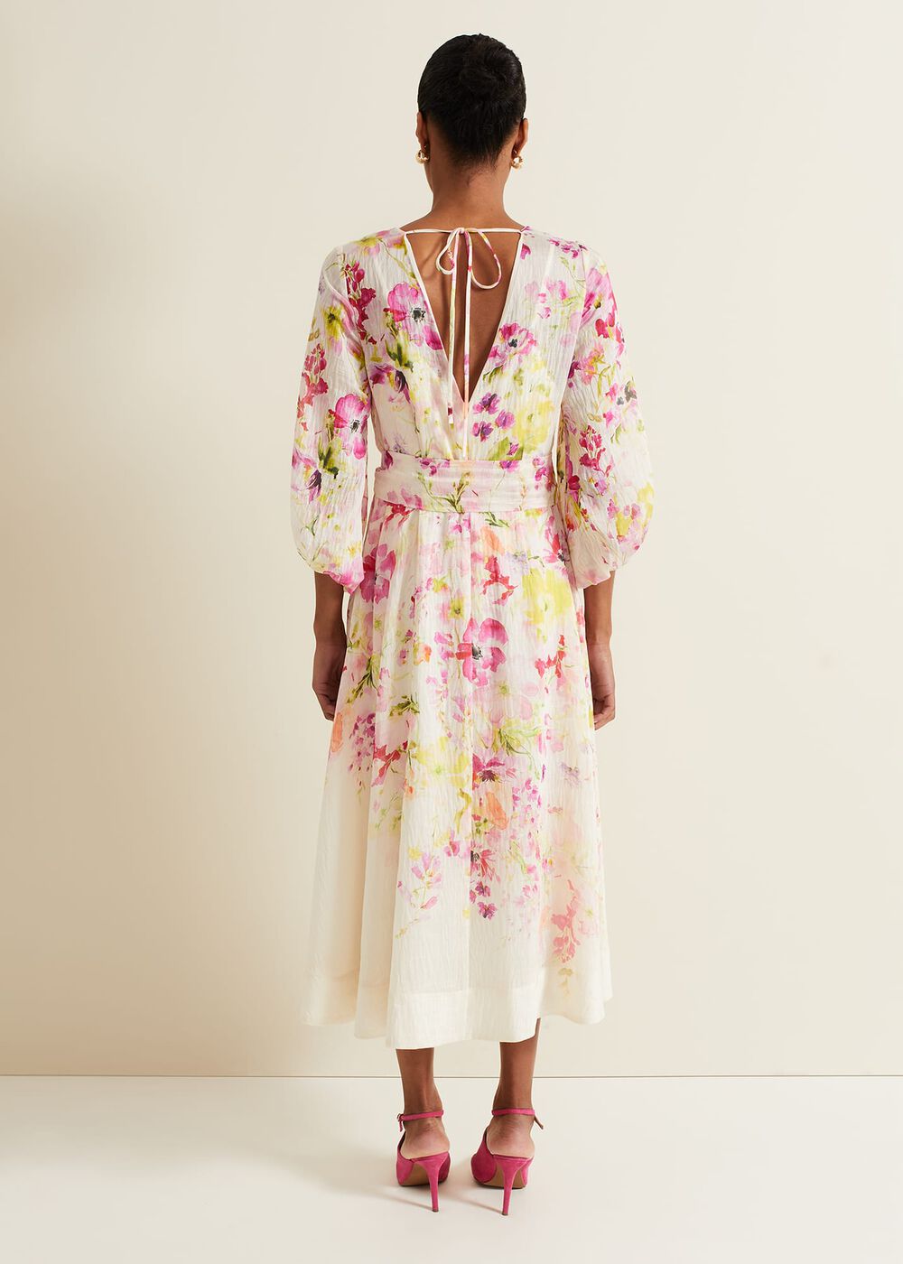 Clancy Floral Print Fit And Flare Dress - Multi-Coloured