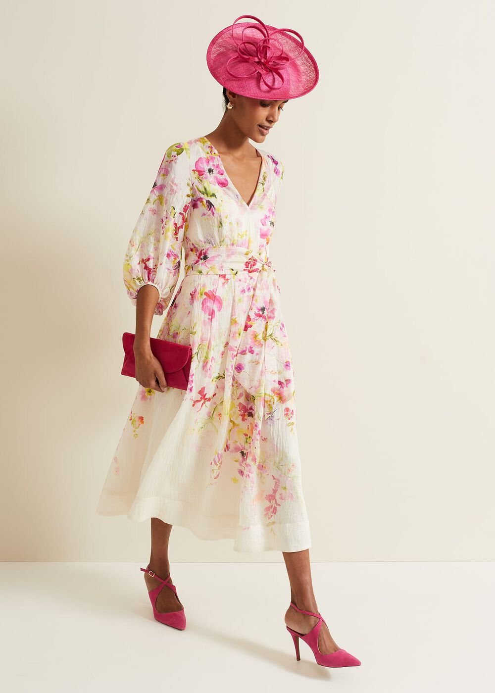 Clancy Floral Print Fit And Flare Dress - Multi-Coloured