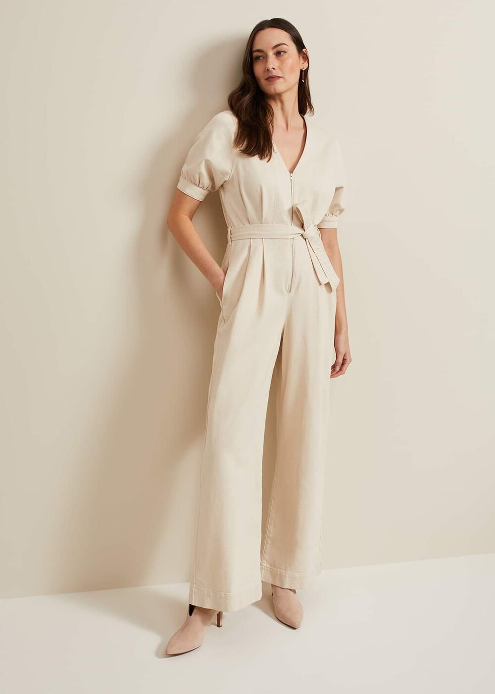 Florisa Denim Jumpsuit - Cream