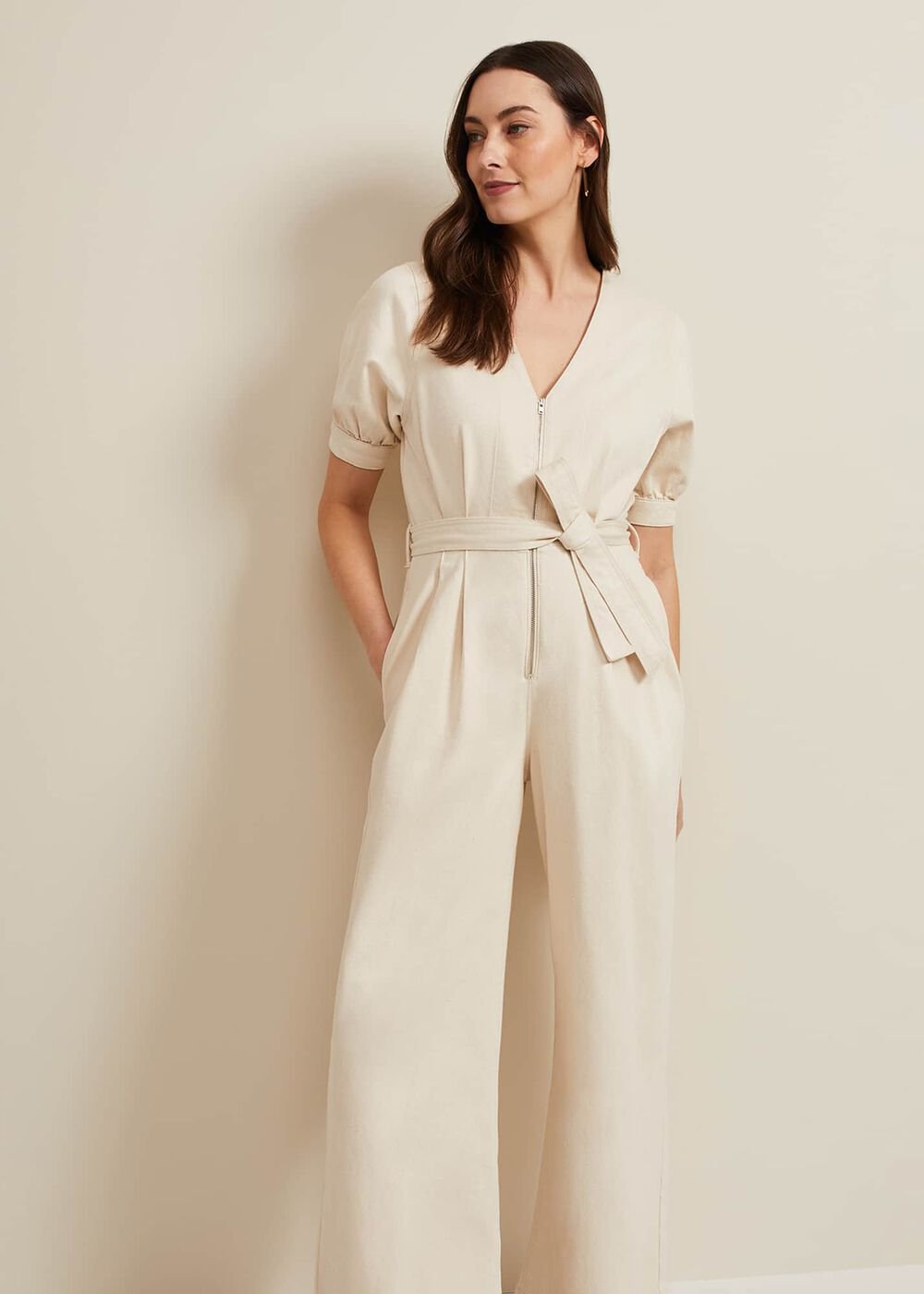 Florisa Denim Jumpsuit - Cream
