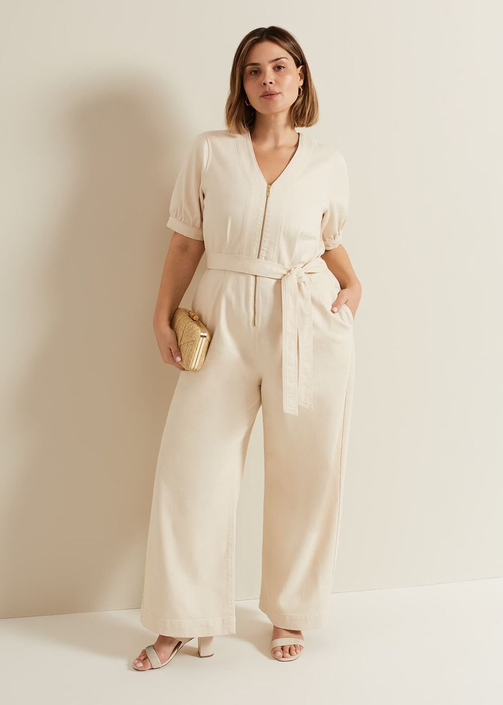 Florisa Denim Jumpsuit - Cream