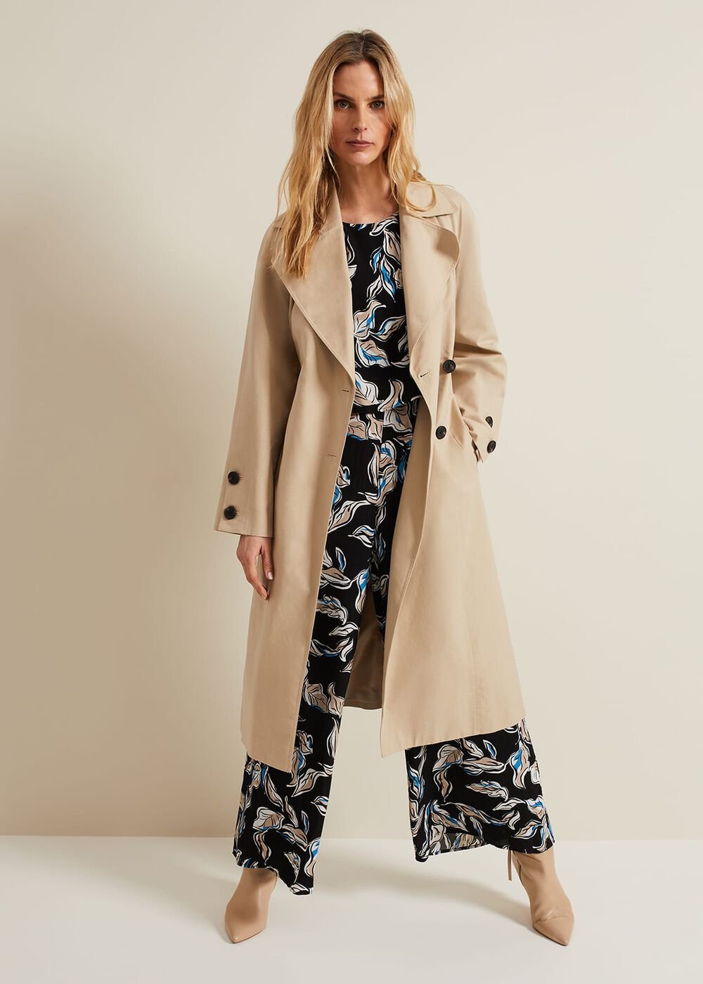 Aubrey Leaf Print Jumpsuit - Black/Multi