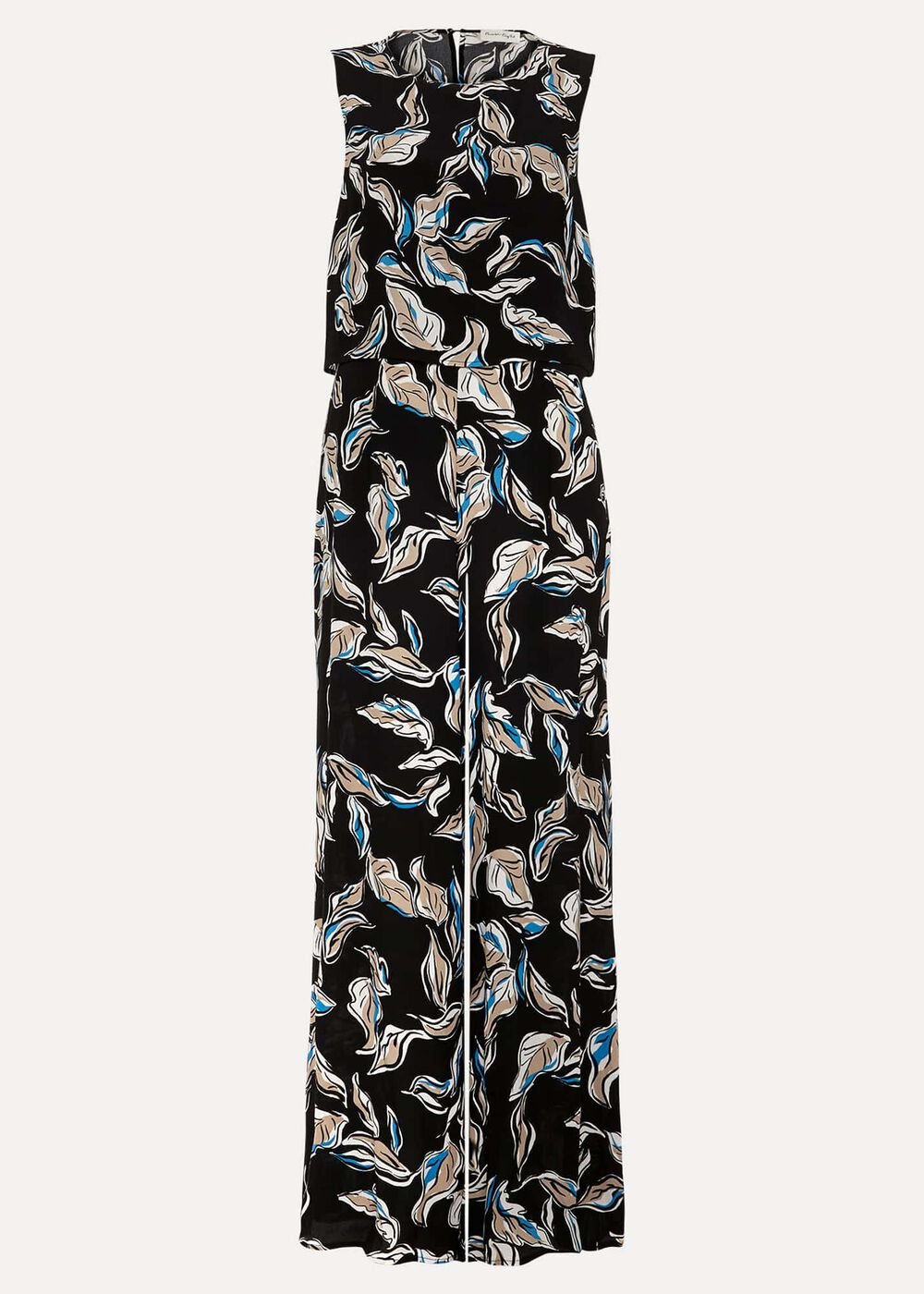 Aubrey Leaf Print Jumpsuit - Black/Multi