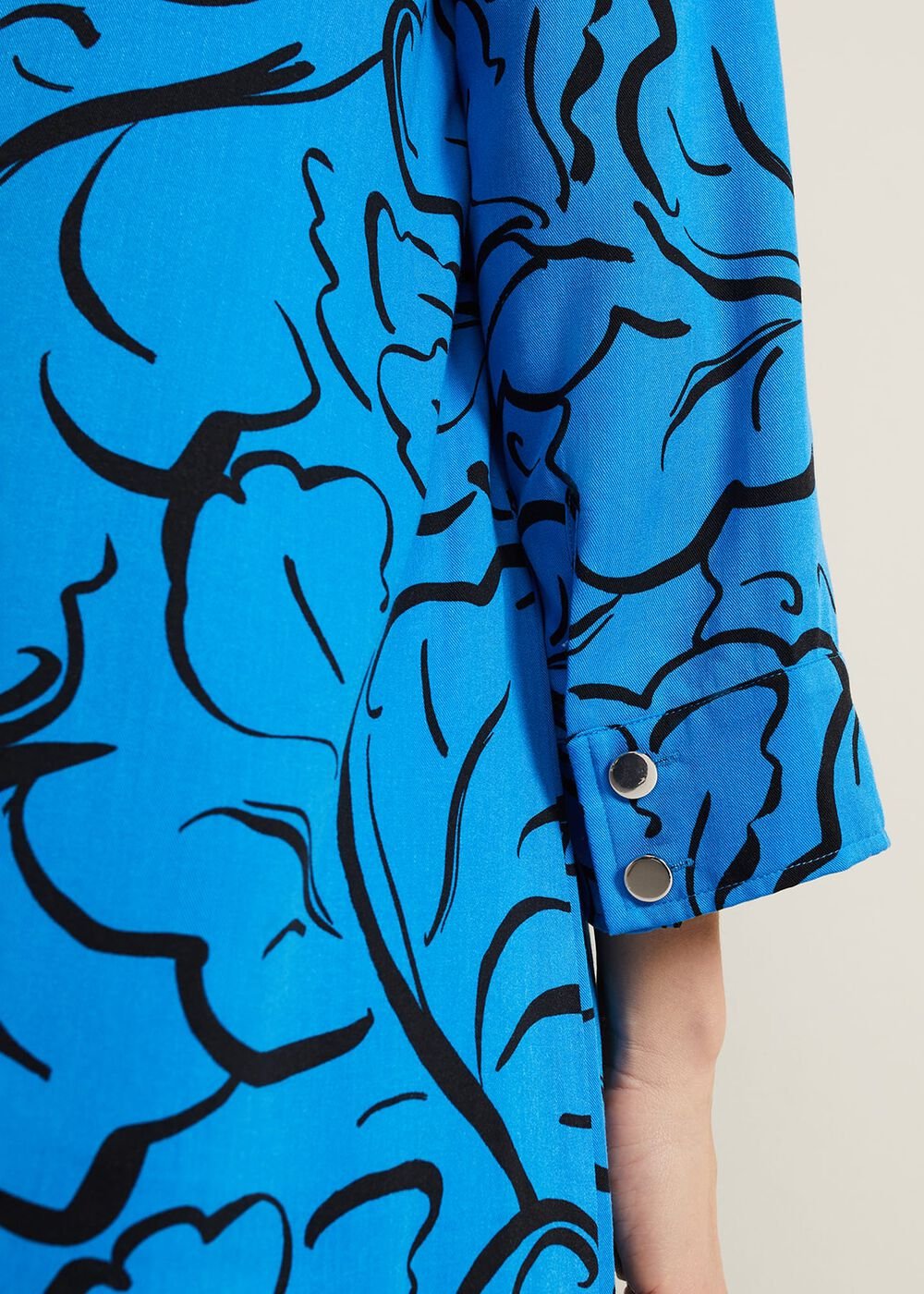 Marina Leaf Print Tunic Dress - Blue