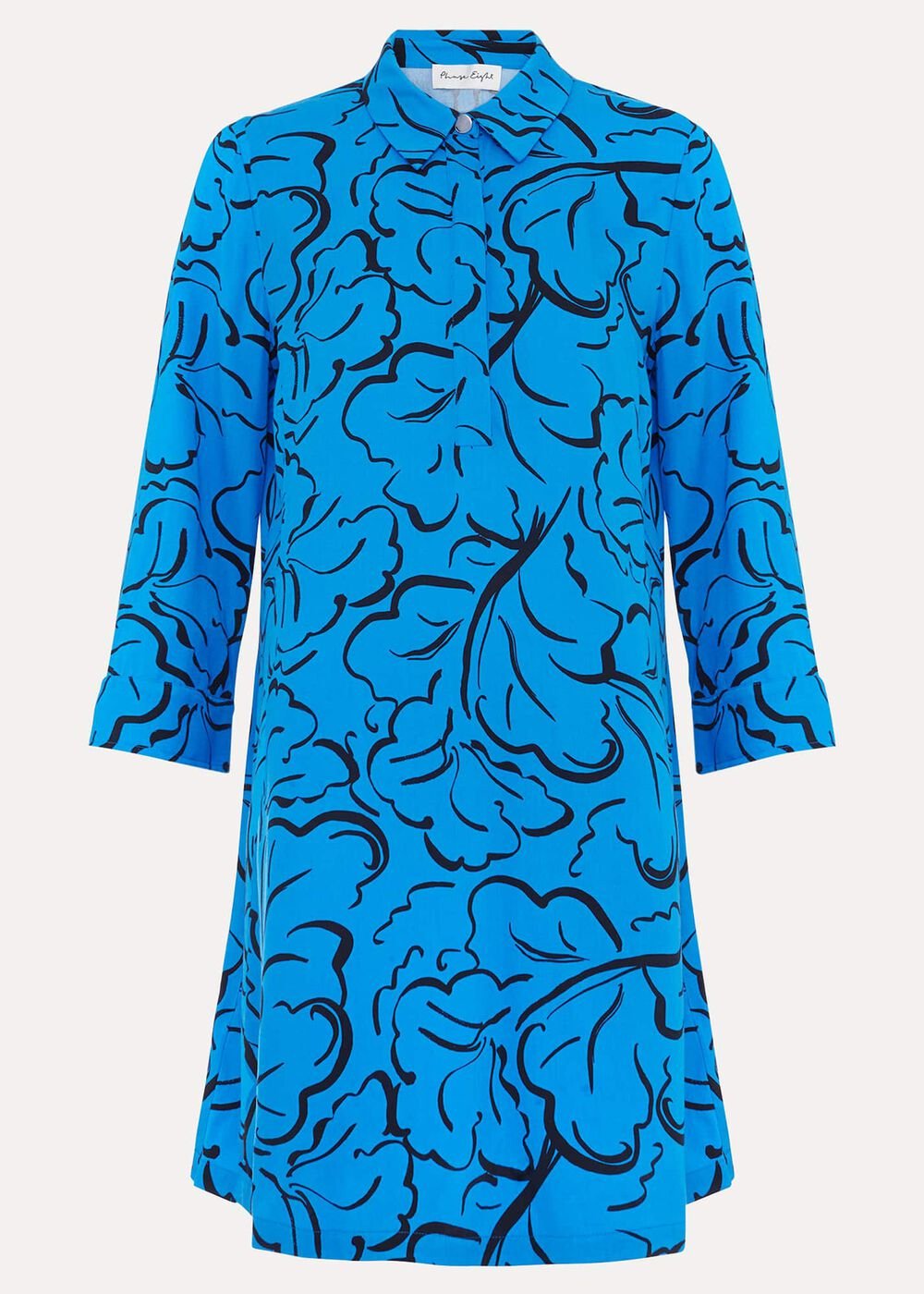 Marina Leaf Print Tunic Dress - Blue