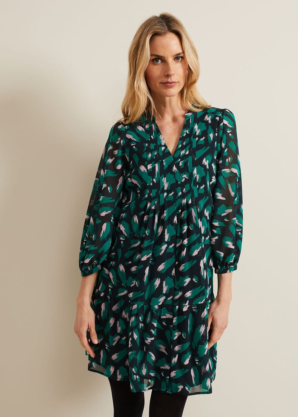 Abstract Penele Dress - Green Multi