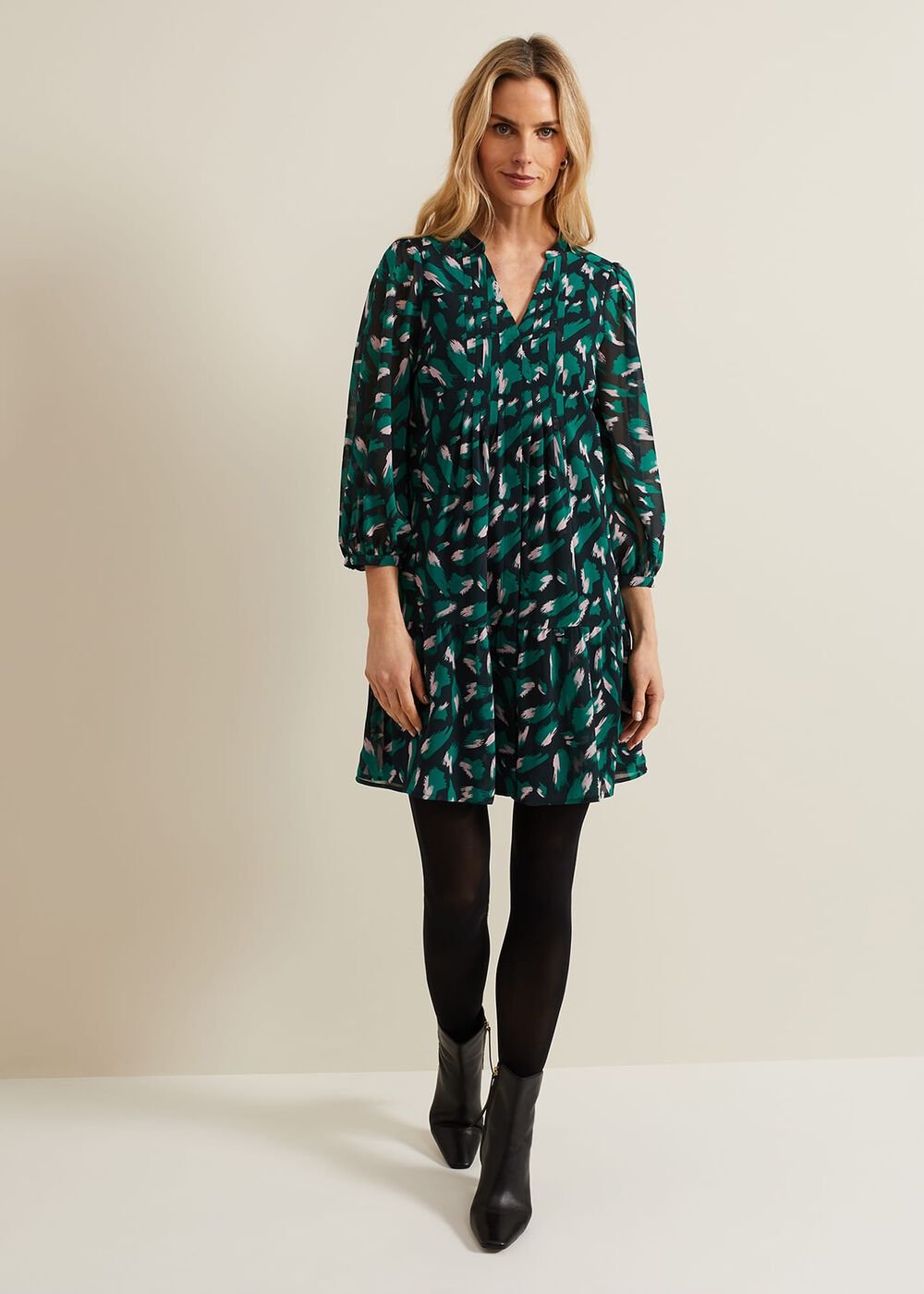 Abstract Penele Dress - Green Multi