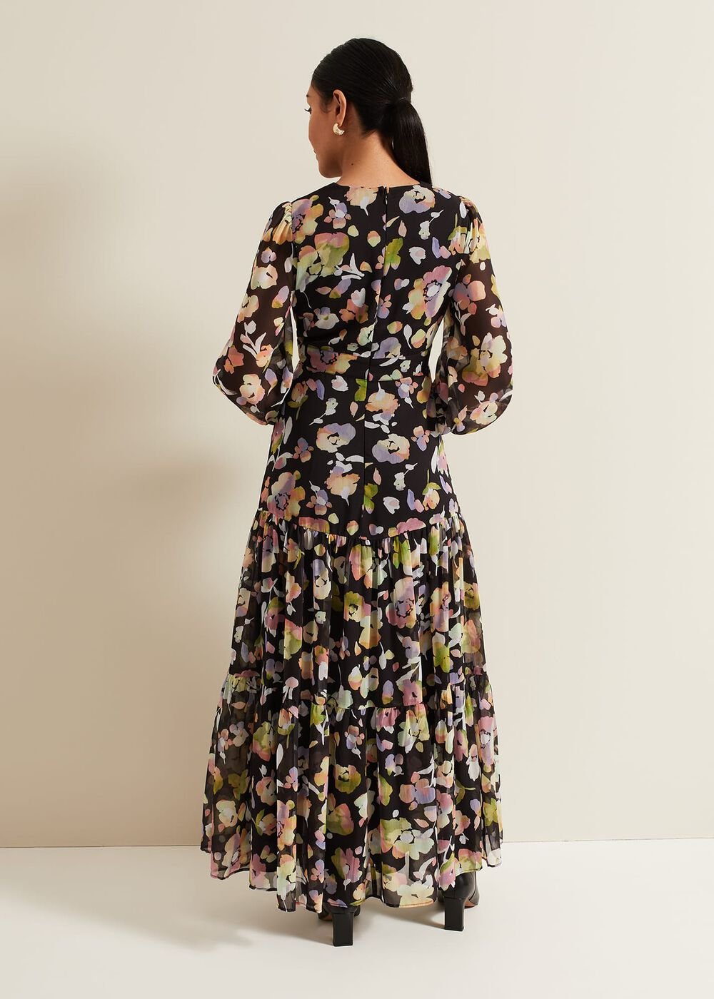 Petite Sandra Floral Maxi Dress - Black Multi