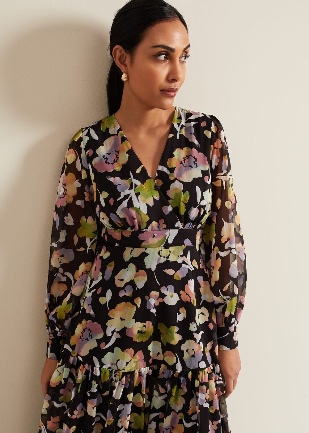 Petite Sandra Floral Maxi Dress - Black Multi