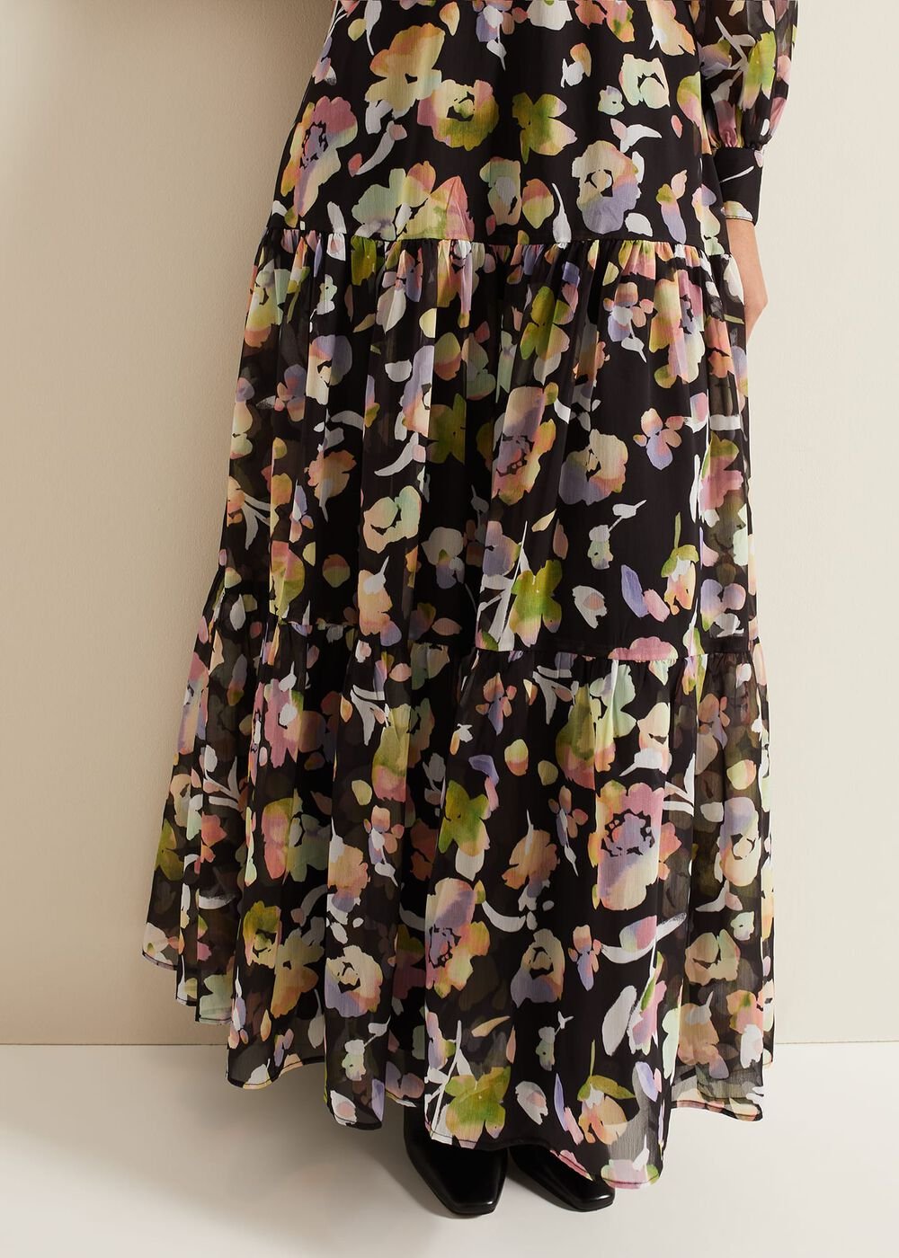 Petite Sandra Floral Maxi Dress - Black Multi