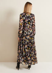 Sandra Floral Maxi Dress - Black Multi