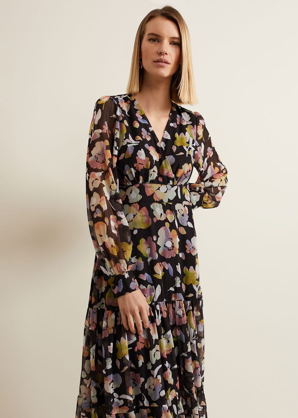 Sandra Floral Maxi Dress - Black Multi