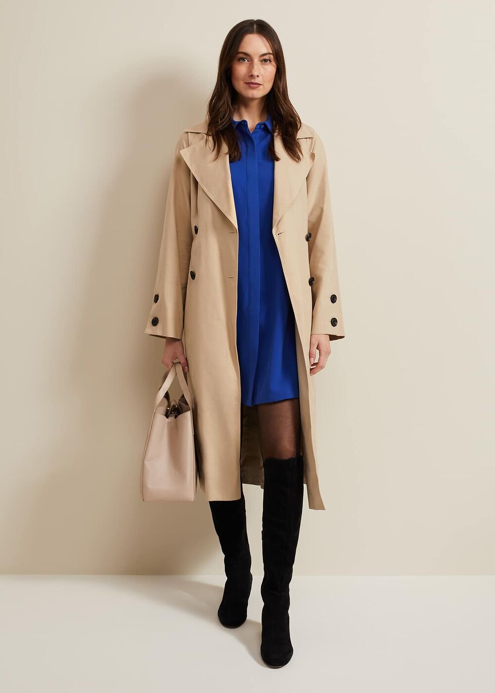Cara Button Through Tunic Dress - Blue