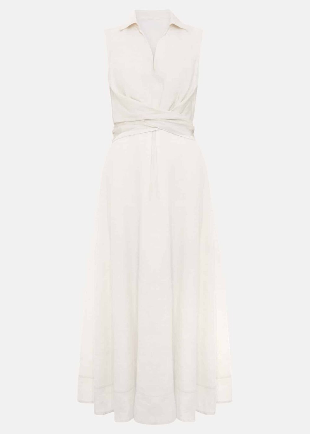 Becky Tie Front Midi Dress - White