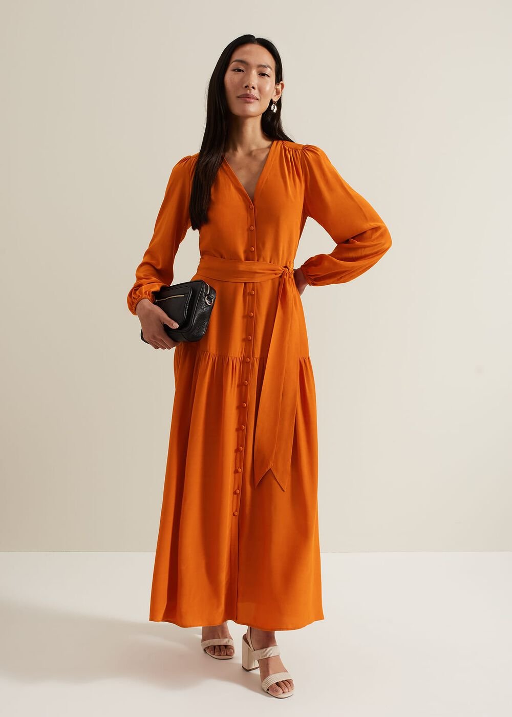 Tori Button Through Maxi Dress - Tan