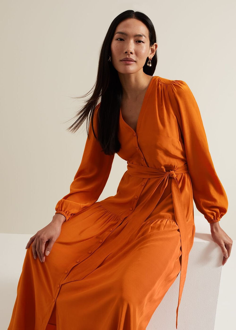 Tori Button Through Maxi Dress - Tan