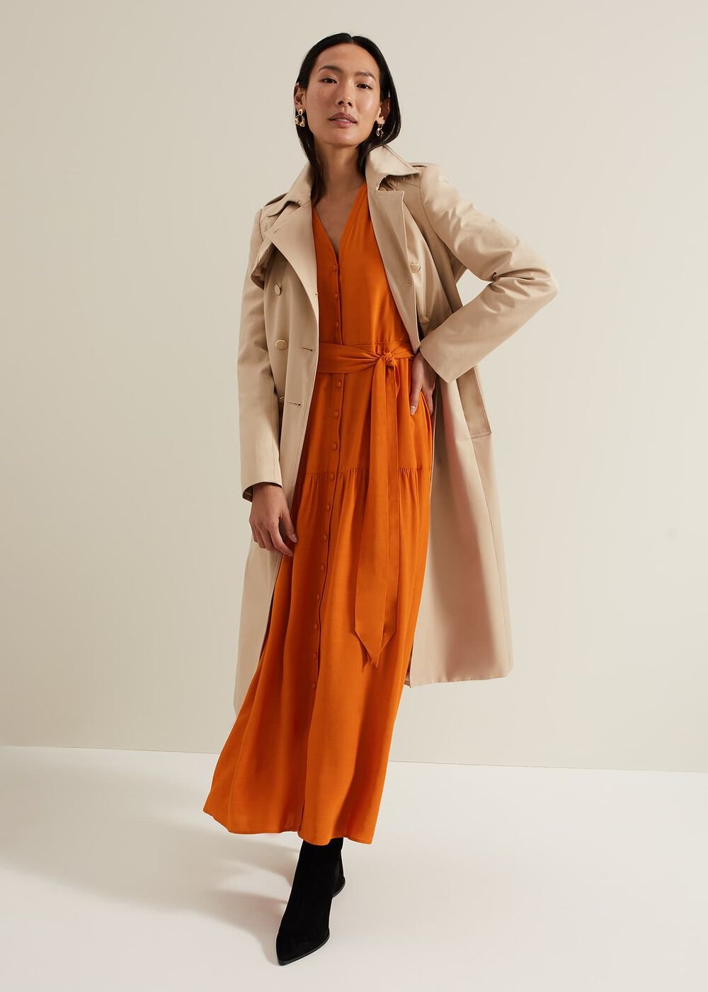 Tori Button Through Maxi Dress - Tan