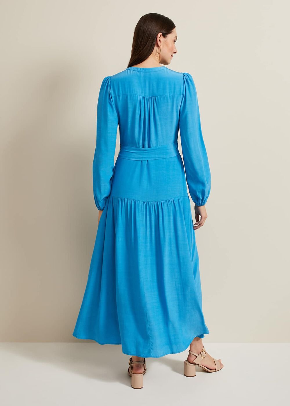 Tori Button Through Maxi Dress - Blue
