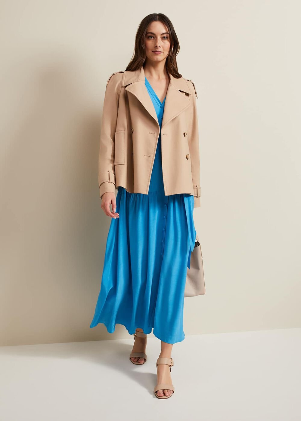 Tori Button Through Maxi Dress - Blue