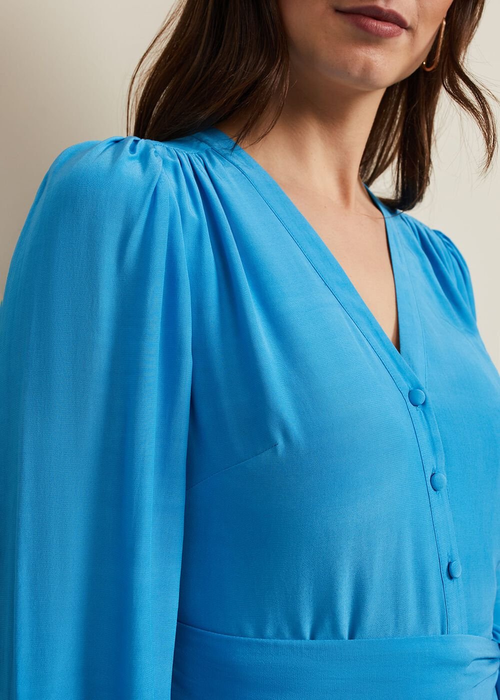 Tori Button Through Maxi Dress - Blue