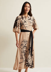 Tammy Puff Sleeve Shirt Dress - Cream
