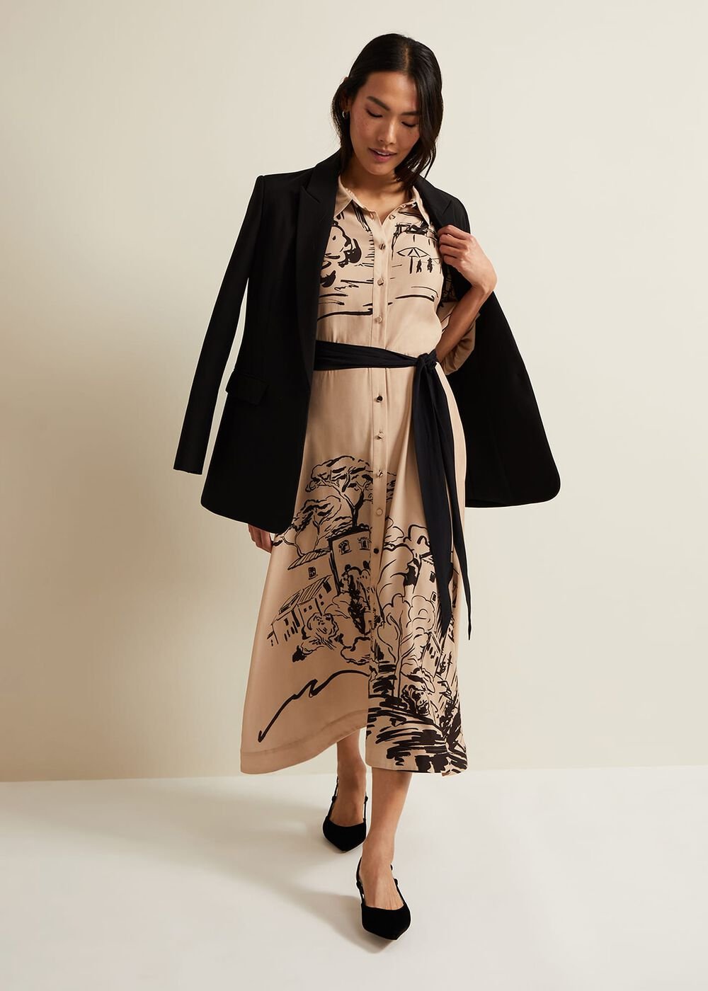 Tammy Puff Sleeve Shirt Dress - Cream