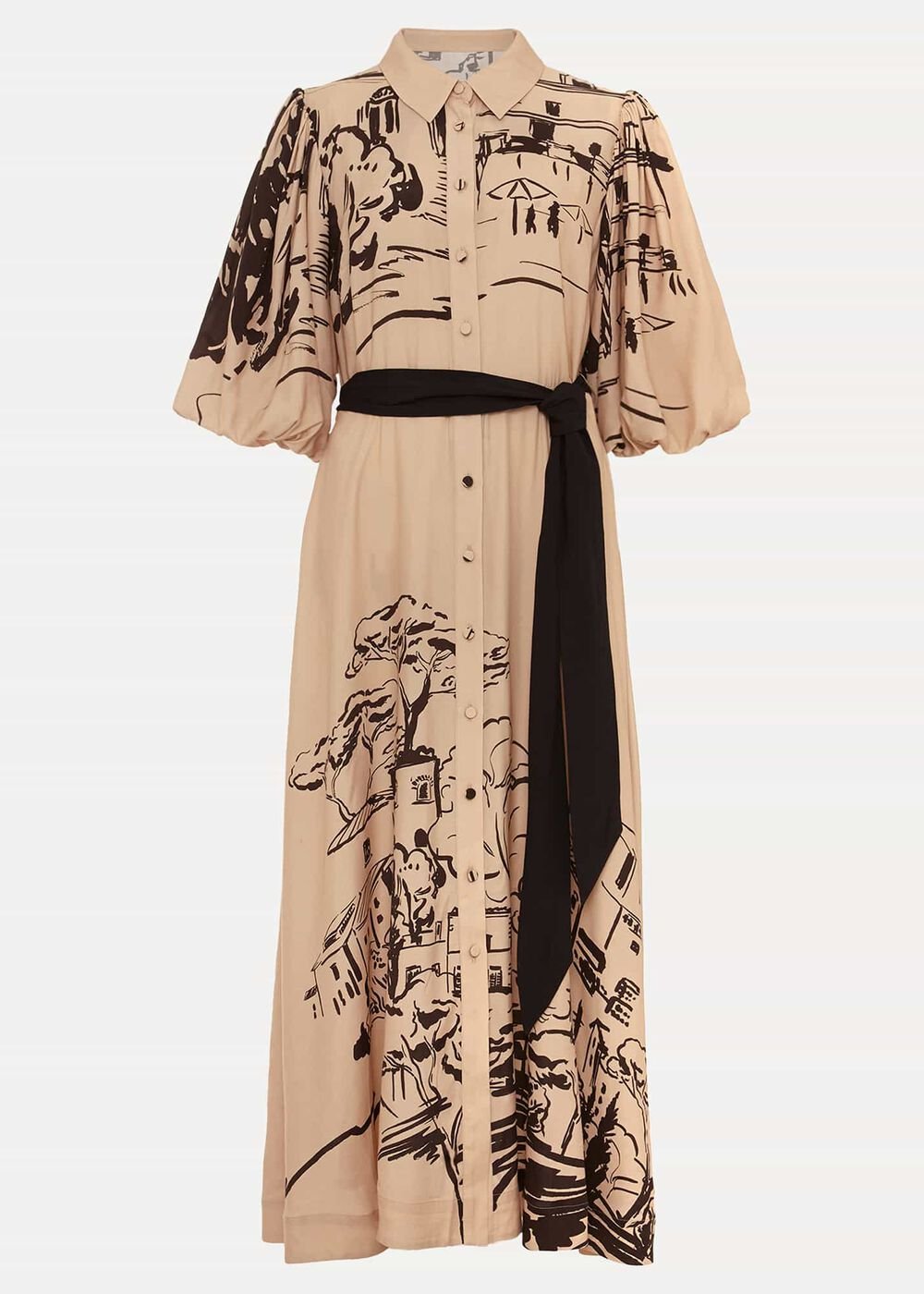 Tammy Puff Sleeve Shirt Dress - Cream