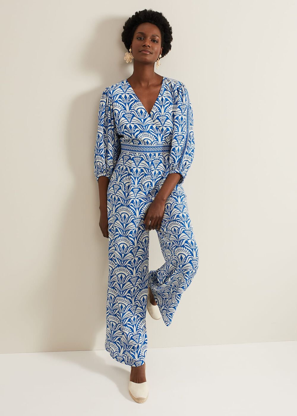 Amy Print V Neck Jumpsuit - Multi-Coloured