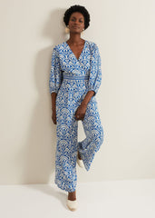 Amy Print V Neck Jumpsuit - Multi-Coloured