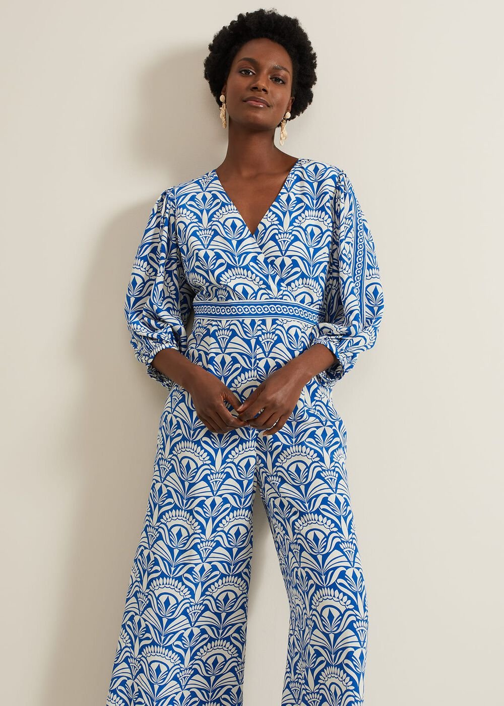 Amy Print V Neck Jumpsuit - Multi-Coloured