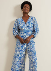 Amy Print V Neck Jumpsuit - Multi-Coloured