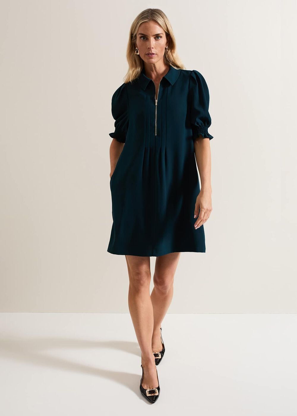 Candice Zip Swing Dress - Teal