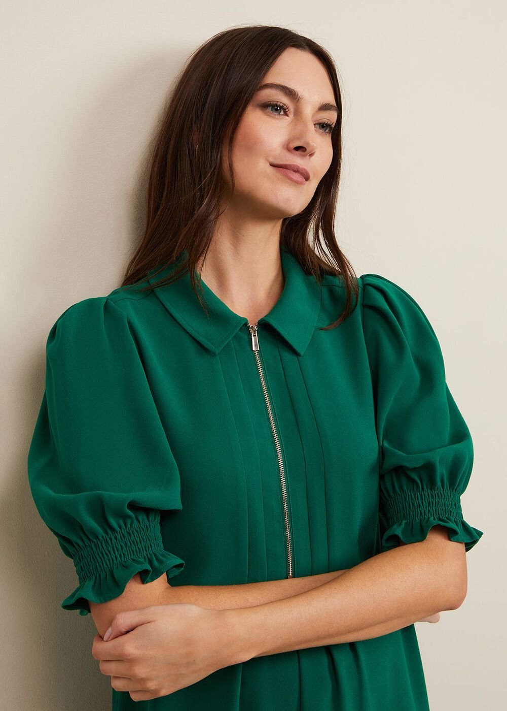 Candice Zip Swing Dress - Green