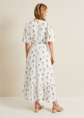 Nelly Linen Wrap Midi Dress - Cream