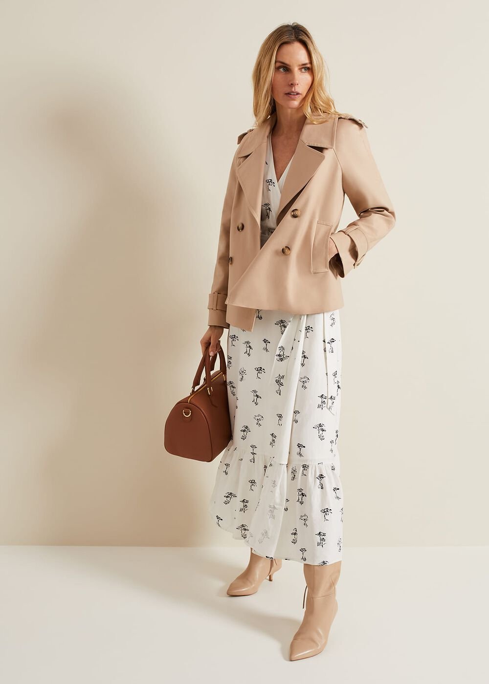 Nelly Linen Wrap Midi Dress - Cream