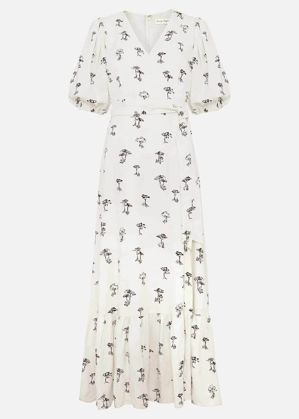 Nelly Linen Wrap Midi Dress - Cream
