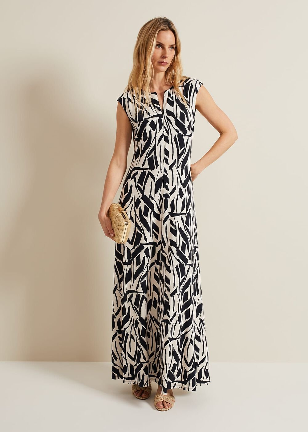 Kristy Geo Maxi Dress - Black Multi