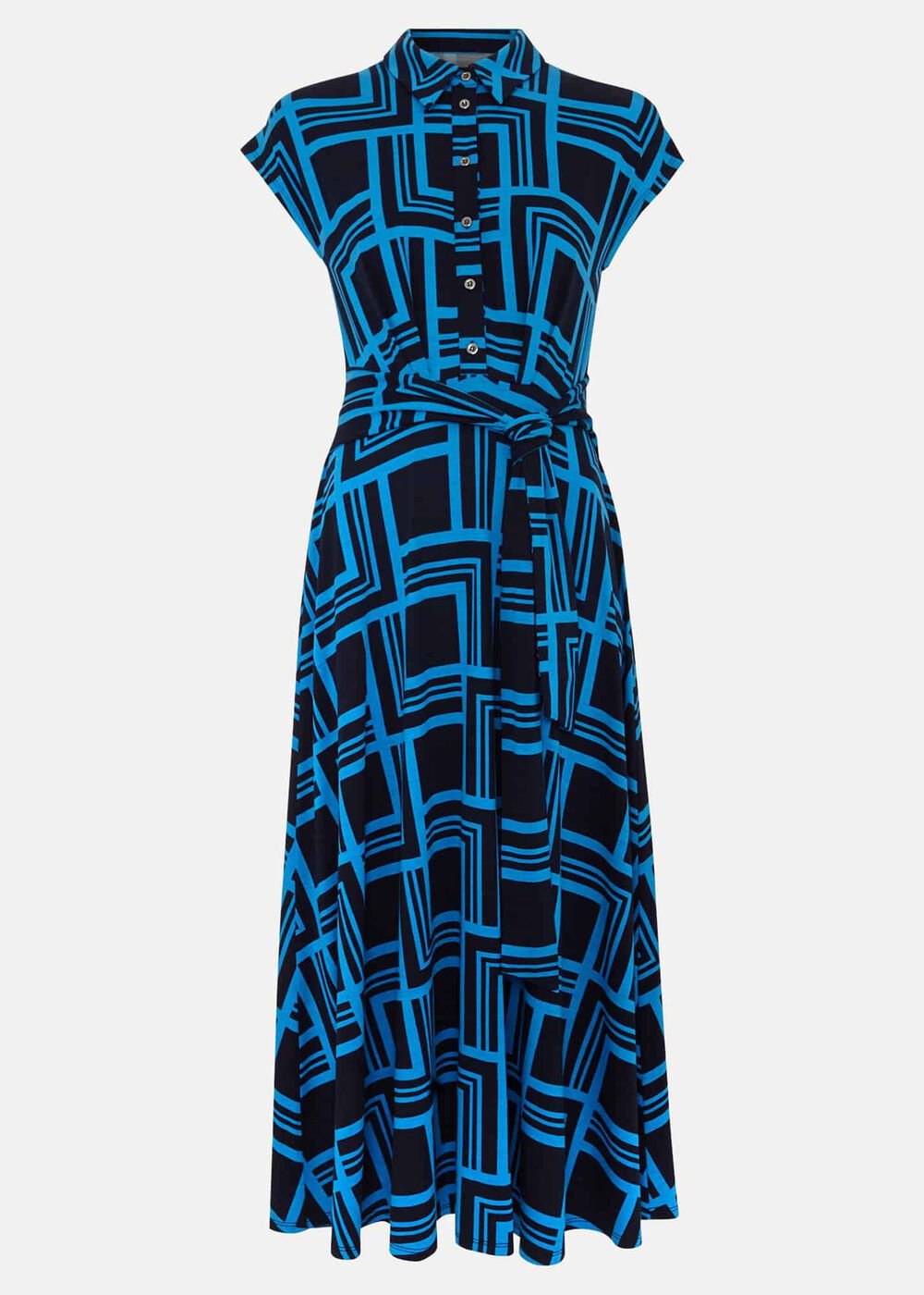 April Short Sleeve Geo Dress - Blue