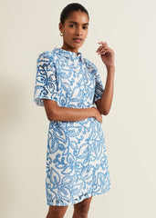 Nicky Broderie Swing Dress - Blue