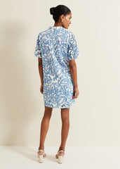 Nicky Broderie Swing Dress - Blue