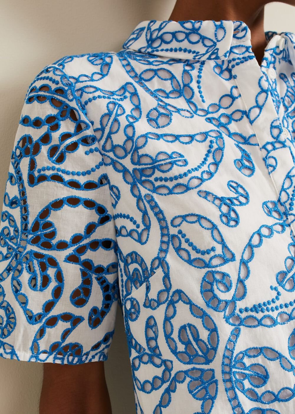 Nicky Broderie Swing Dress - Blue